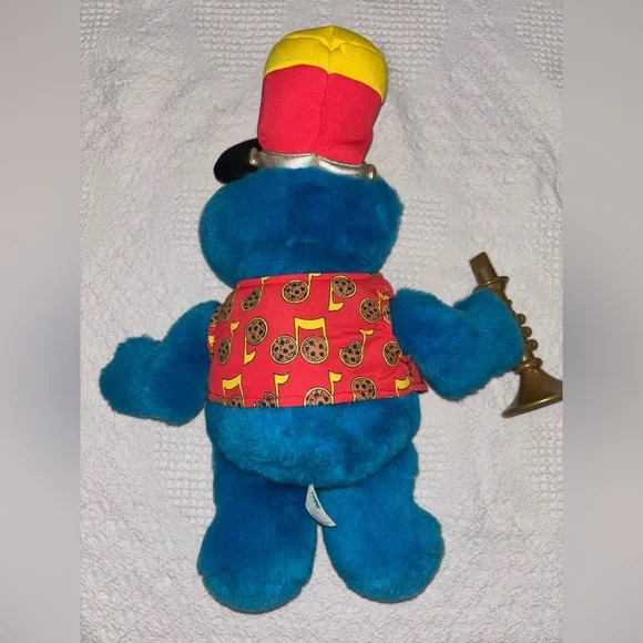 Vintage 90s Sesame Street Trumpet Playing Cookie Monster Plush Collectible Toy - Picture 5 of 6